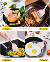 Load image into Gallery viewer, Pack of 2 Silicone Solid Turner, Non Stick Slotted Kitchen Spatulas, High Heat Resistant BPA Free Cooking Utensils, Ideal Cookware for Fish, Eggs, Pancakes(Black)
