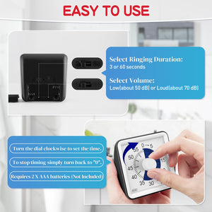 Secura 60-Minute Visual Timer, Classroom Timer, Countdown Timer for Kids and Adults, Time Management Tool for Teaching (Blue & Blue)