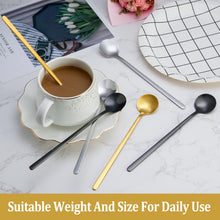 Load image into Gallery viewer, 12 Pcs Coffee Spoons Set, 6.7&quot; Gold Tea Spoons Long Handle, Gold Small Teaspoons, Stainless Steel Espresso Spoon, Long Spoon for Stirring, Coffee Bar Accessories