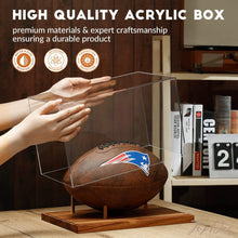 Load image into Gallery viewer, JupDec Football &amp; Championship Ring Display Case, Large Clear Acrylic Shadow Box with UV Protection Wooden Showcase, Idea Gift for Sports Fans