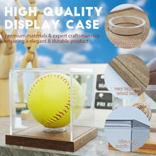 Load image into Gallery viewer, JupDec Baseball &amp; Softball Display Case with Wood Stand, Clear Acrylic Game Ball Holder Showcase, UV Protection Souvenirs and Collectibles Box, Ideal Gift for Autograph Single MLB Ball