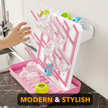 Load image into Gallery viewer, SpaceAid Baby Bottle Drying Rack with 20 Hooks, Space Saving Kitchen Bottles Rack Dryer, Vertical Baby Bottle Holder Organizer for Countertop Storage Accessories (White and Gray)