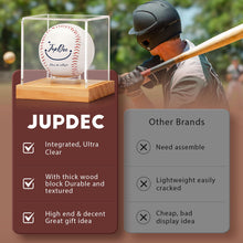Load image into Gallery viewer, JupDec Baseball Display Case, Clear Cube Baseball Holder with Wooden Base, Autograph Baseball Stand Box for Single Ball, Acacia Wood, Black, 1 Pack