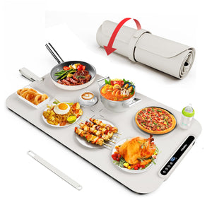 Food Warming Mat, iTRUSOU 27.5x16'' Electric Warming Tray with 7 Temp-Settings, Switchable Fahrenheit/Celsius, 99h Timer, Foldable Food Warmer Keep Food Warm at Buffet, Party, Sabbath, Daily Use