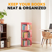Load image into Gallery viewer, SpaceAid 4 Tier Rotating Bookshelf Tower, Spinning Bookcase Lazy Susan, Revolving 360 Book Shelf Storage Round Carousel, Vertical Rotate Turning Spiral Corner Organizer, White