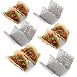 YellRin Taco Holders Stainless Steel Taco Holder Stands Set of 4 Each Taco Rack Holds 2 Soft & Hard Shell Tacos for Taco Rack, Taco Shell Holder, Taco Tray, Oven, Grill (4)