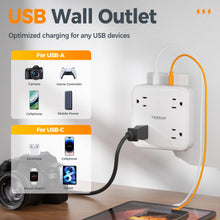 Load image into Gallery viewer, Multi Plug Outlet Extender, TESSAN Surge Protector Splitter with 3 USB (1 USB C Port) Wall Charger, Multiple Expander for Travel, Home, College Dorm Room