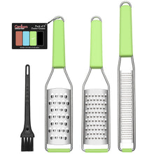 Load image into Gallery viewer, Lemon Zester Grater Three-piece Suit - Heavy Duty Kitchen Tool for Parmesan Cheese, Ginger, Garlic, Nutmeg, Chocolate, Vegetables，Fruits，Stainless Steel Grater Dishwasher Safe Black