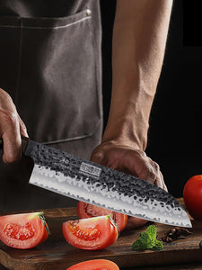 9 Inch Kiritsuke Chef Knife, Japanese Hand Forged 9 Layers 10Cr15CoMoV High Carbon Steel Kitchen Knife, Professional Chef's Knife with Ergonomic Rosewood Handle