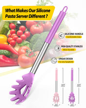 Load image into Gallery viewer, Pack of 2 Silicone Pasta Fork, Kitchen Heat Resistant Noodle Spoon Server, BPA Free Spaghetti Strainer, Best Cooking Tools (GRAY-BLUE)