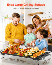 Load image into Gallery viewer, Electric Griddle with Removable Touch Panel, IPX9 Waterproof, Dishwasher-Safe, 1300W Fast Heating in 10S, 18x10&quot; Die-Cast Nonstick Plate, Foldable Design for Family Use (4–8 People)