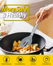 Load image into Gallery viewer, Pack of 2 Large Silicone Cooking Spoons,Non Stick Solid Basting Spoon,Heat-Resistant Kitchen Utensils for Mixing,Serving,Draining,Stirring (BLACK)