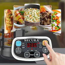 Load image into Gallery viewer, Secura Electric Food Steamer, Vegetable Double Tiered Stackable Baskets with Timer 1200W Fast Heating Stainless Steel Digital Steamer 8.5 Quart
