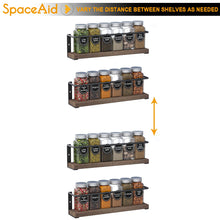 Load image into Gallery viewer, SpaceAid Spice Rack Organizer for Cabinet Door or Wall Mount (4 Pack) with 415 Spice Labels - Wood Hanging Seasoning Shelf for Cupboard Pantry or over the Stove