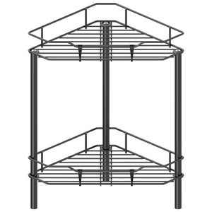 4 Tier Floor Standing Corner Shower Caddy Organizer Shelf with Hooks, Bathroom Shelves Stand Rack, Black