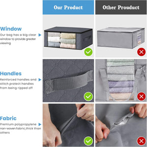 HomeHacks 2-Pack Large Laundry Basket and 3-Pack Grey Storage Bgas for Organizing, Clothing, Bedroom, Comforter, Closet, Dorm Bundle