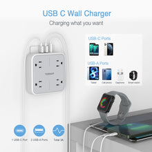 Load image into Gallery viewer, Multi Plug Outlet Extender, TESSAN Surge Protector Splitter with 3 USB (1 USB C Port) Wall Charger, Multiple Expander for Travel, Home, College Dorm Room