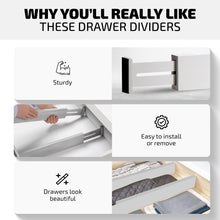Load image into Gallery viewer, 4 Pack Drawer Dividers Bamboo 2.6&quot; High, 16-22&quot; Adjustable Drawer Organizers for Clothes, Expandable Dresser Separators in Bedroom/Bathroom/Kitchen/Office Organization and Storage (Natural)