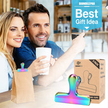 Load image into Gallery viewer, Pack of 8 Bag Clips, Stainless Steel and Heavy Duty Metal Bag Clip,Tightly Seals Chip, Coffee, Bread or Cereal Bags to Keep Food Fresh, for Home, Kitchen, Office, Pantry, Camping (Rainbow)