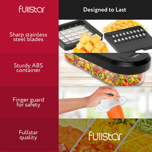 Fullstar Vegetable Chopper, Mandoline Slicer - Cheese Grater, Food Chopper with Container, Kitchen Gadgets, Home Essentials (6-in-1, White/Black)