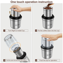 Load image into Gallery viewer, Secura Electric Coffee Grinder and Spice Grinder with 2 Stainless Steel Blades Removable Bowls