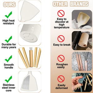 Umite Chef Silicone Kitchen Utensil Set, 34PCS Heat Resistant Kitchen Gadgets and Tools With Grater, Wood Handles for Nonstick Cookware