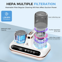Load image into Gallery viewer, Mattress Vacuum Cleaner - 5-in-1 Cordless Bed Vacuum Cleaner, Powered by UV-C Light &amp; Ultrasonic Technology, 16Kpa Strong Suction,Low Noise,Suitable for Dust, Pet Hair, Etc.
