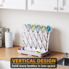 Load image into Gallery viewer, SpaceAid Baby Bottle Drying Rack with 20 Hooks, Space Saving Kitchen Bottles Rack Dryer, Vertical Baby Bottle Holder Organizer for Countertop Storage Accessories (White and Gray)