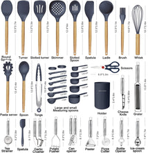 Load image into Gallery viewer, Kitchen Utensils Set- 35 PCs Cooking Utensils with Grater,Tongs, Spoon Spatula &amp;Turner Made of Heat Resistant Food Grade Silicone and Wooden Handles Kitchen Gadgets Tools Set for Nonstick Cookware