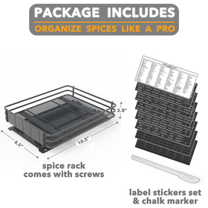 SpaceAid Pull Out Spice Rack Organizer for Cabinet, Heavy Duty Slide Out Seasoning Kitchen Organizer, Cabinet Organizer, with Labels, 4.5" W x10.75 D x8.5 H, 1 Drawer 2-Tier