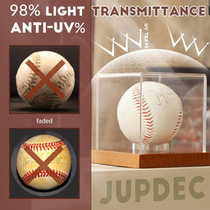 JupDec Jersey Frame & Baseball Display Case, Clear Acrylic Shadow Box with UV Protection Wooden Showcase,Idea Gift for Sports Fans