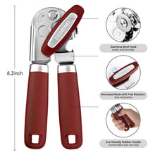 Load image into Gallery viewer, Beneno Can Opener Manual with Magnet, Hand Held Heavy Duty Can Opener with Durable Sharp Blade Smooth Edge, Big Effort-Saving Knob, Soft Grip Rubber Handle, Multifunctional Bottle Opener, Green