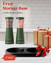 Load image into Gallery viewer, Electric Salt and Pepper Grinder Set with Storage Base, Stainless Steel Rechargeable Salt and Pepper Grinder Set with 4.5 oz Large Capacity, 1.8&quot; Wide Mouth, Adjustable Coarseness, Ideal for Kitchen