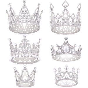 Gold Crown Cake Topper, 6 Pieces Happy Birthday Cake Toppers, Princess Crown Cake Decorations, Mini Crowns for Flower Arrangements, Birthday, Wedding, Party Decor (Gold-Ⅰ, 6)