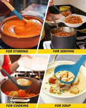 Load image into Gallery viewer, Pack of 2 Soup Ladle, Silicone Ladle Spoon with Wooden Handle, Large Non Stick High Heat Resistant Kitchen Utensils for Cooking, Stirring, Serving Soups(GRAY-BLUE)