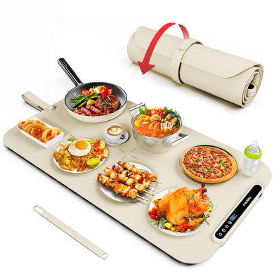 Food Warming Mat, iTRUSOU 27.5x16'' Electric Warming Tray with 7 Temp-Settings, Switchable Fahrenheit/Celsius, 99h Timer, Foldable Food Warmer Keep Food Warm at Buffet, Party, Sabbath, Daily Use