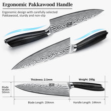 Load image into Gallery viewer, 8 Inch Chef Knife, Ultra Sharp High Carbon Powder Steel Kitchen Knife, Professional Japanese Chef&#39;s Knife with Ergonomic Pakkawood Handle