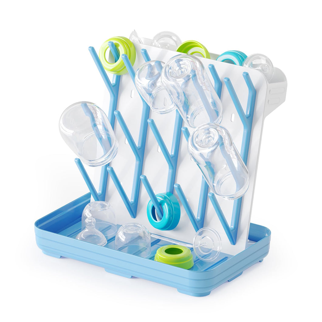 SpaceAid Baby Bottle Drying Rack with 20 Hooks, Space Saving Kitchen Bottles Rack Dryer, Vertical Baby Bottle Holder Organizer for Countertop Storage Accessories (White and Gray)