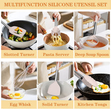 Load image into Gallery viewer, Silicone Cooking Utensil Set, Umite Chef 43 PCS Heat Resistant Kitchen Utensil Gadgets Set-Stainless Steel Handle- Kitchen Spatula Tools for Nonstick Cookware, Pots and Pans Accessories (Khaki)