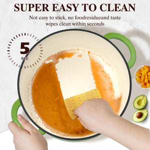 Enameled Cast Iron Dutch Oven - Umite Chef 5QT Pot with Lid & Cotton Potholders - Heavy-Duty Cookware for Bread Baking, Braising, Stews, Roasting(Cream White)