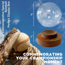 Load image into Gallery viewer, JupDec Baseball Display Case with Wood Stand, Clear Acrylic &amp; Plastic Game Ball Holder Showcase, UV Protection Souvenirs and Collectibles Box, Ideal Gift for Autograph Single MLB Ball
