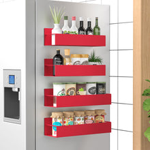 Load image into Gallery viewer, Metal 4 Pack Magnetic Spice Storage Rack Organizer for Refrigerator and Oven, Black Fridge Organizers and Storage