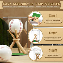 Load image into Gallery viewer, JupDec Baseball Display Case with Wood Stand, Clear Acrylic Stable &amp; Secure Game Ball Holder Showcase, UV Protection Souvenirs and Collectibles Box with Turf, Ideal Gift for Autograph Single MLB Ball