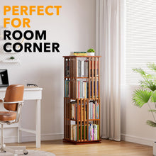 Load image into Gallery viewer, SpaceAid 6 Tier Rotating Bookshelf Tower, Bamboo Spinning Book Shelf, Revolving 360 Bookcase Storage Swivel Round Carousel, Vertical Rotate Turning Spiral Corner Organizer (6-Tier Walnut)