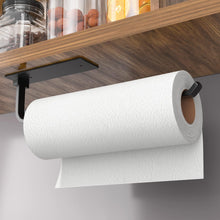 Load image into Gallery viewer, Paper Towel Holder - Self-Adhesive or Drilling, Matte Black, Upgraded Aluminum Kitchen Roll Dispenser Under Cabinet, Lighter but Stronger Than Stainless Steel!