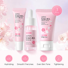 Load image into Gallery viewer, Skin Care Set JAPAN SAKURA Beauty Gift Sets Skin Care Kit with Cleanser, Toner, Lotion, Serum, Eye Cream, Face Cream, Make up Primer Travel Kit for Women Wife Mom 7pcs