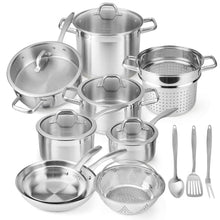 Load image into Gallery viewer, Duxtop Professional Stainless Steel Pots and Pans Set, 17PC Induction Cookware Set, Impact-bonded Technology