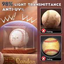Load image into Gallery viewer, JupDec Baseball Display Case - Clear Cube Baseball Holder with Wooden Base, Autograph Stand Box for Single Ball, Acacia Wood, Brown, 1 Pack