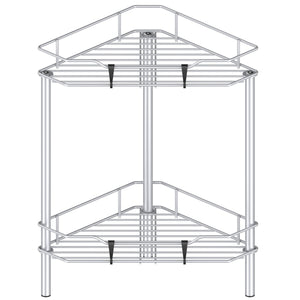 4 Tier Floor Standing Corner Shower Caddy Organizer Shelf with Hooks, Bathroom Shelves Stand Rack, Black
