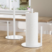 Load image into Gallery viewer, Paper Towel Holder Black, Premium Stainless Steel Kitchen Roll Dispenser, Countertop Roll Organizer with Weighted Base
